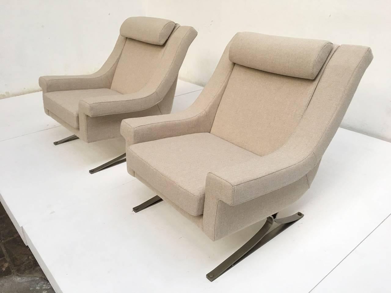 Amazing Pair of 'Grand Prix' Lounge Chairs by Sculptor Maurice Calka, Arflex, 1960 In Good Condition In bergen op zoom, NL