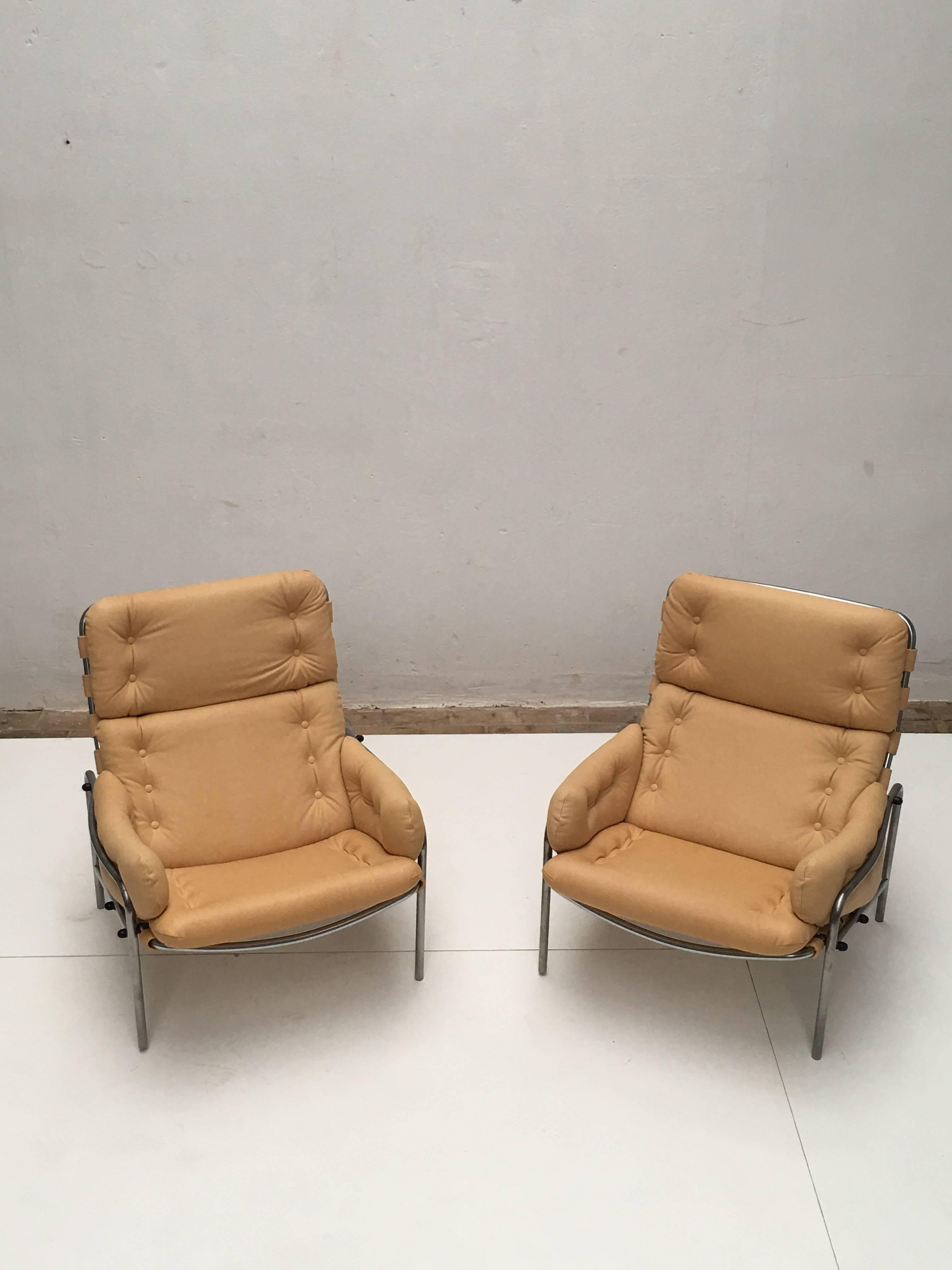 Mid-20th Century Martin Visser Leather SZ09 Nagoya Easy Chairs World Expo 1970 Japan 't Spectrum