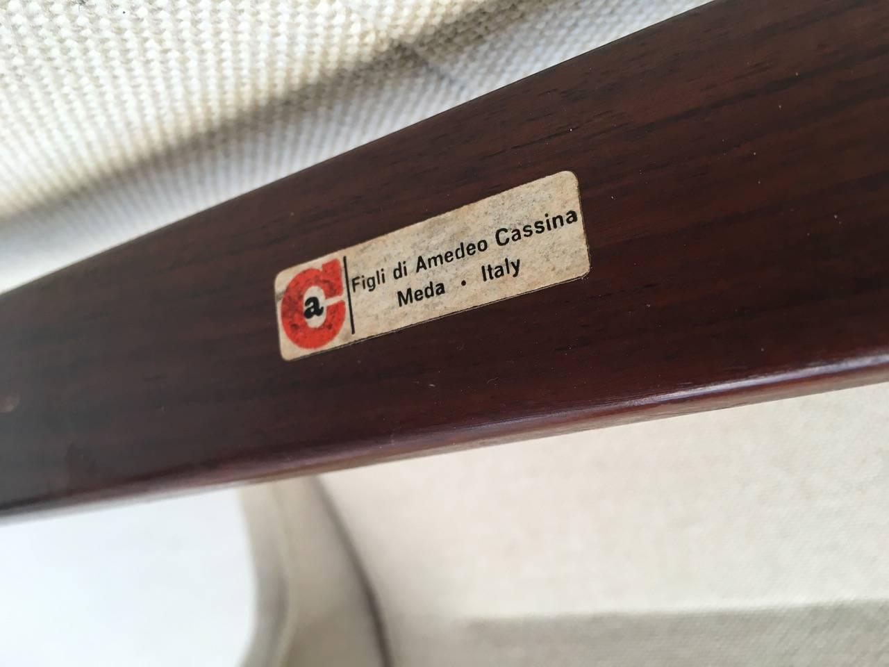 Fabric Ultra Rare Rosewood Gianfranco Frattini 877 Lounge Chair & Ottoman, Cassina, 1959