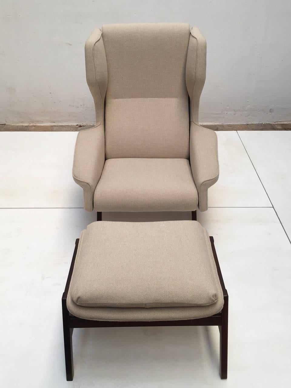 Ultra Rare Rosewood Gianfranco Frattini 877 Lounge Chair & Ottoman, Cassina, 1959 1