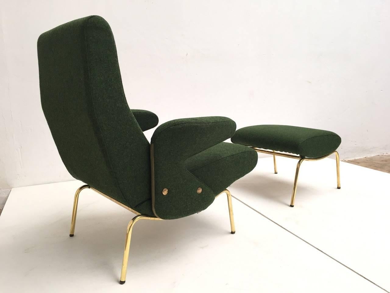 Italian 'Delfino' Lounge Chair & Ottoman by Carboni for Arflex, 1954, Very Early Examples