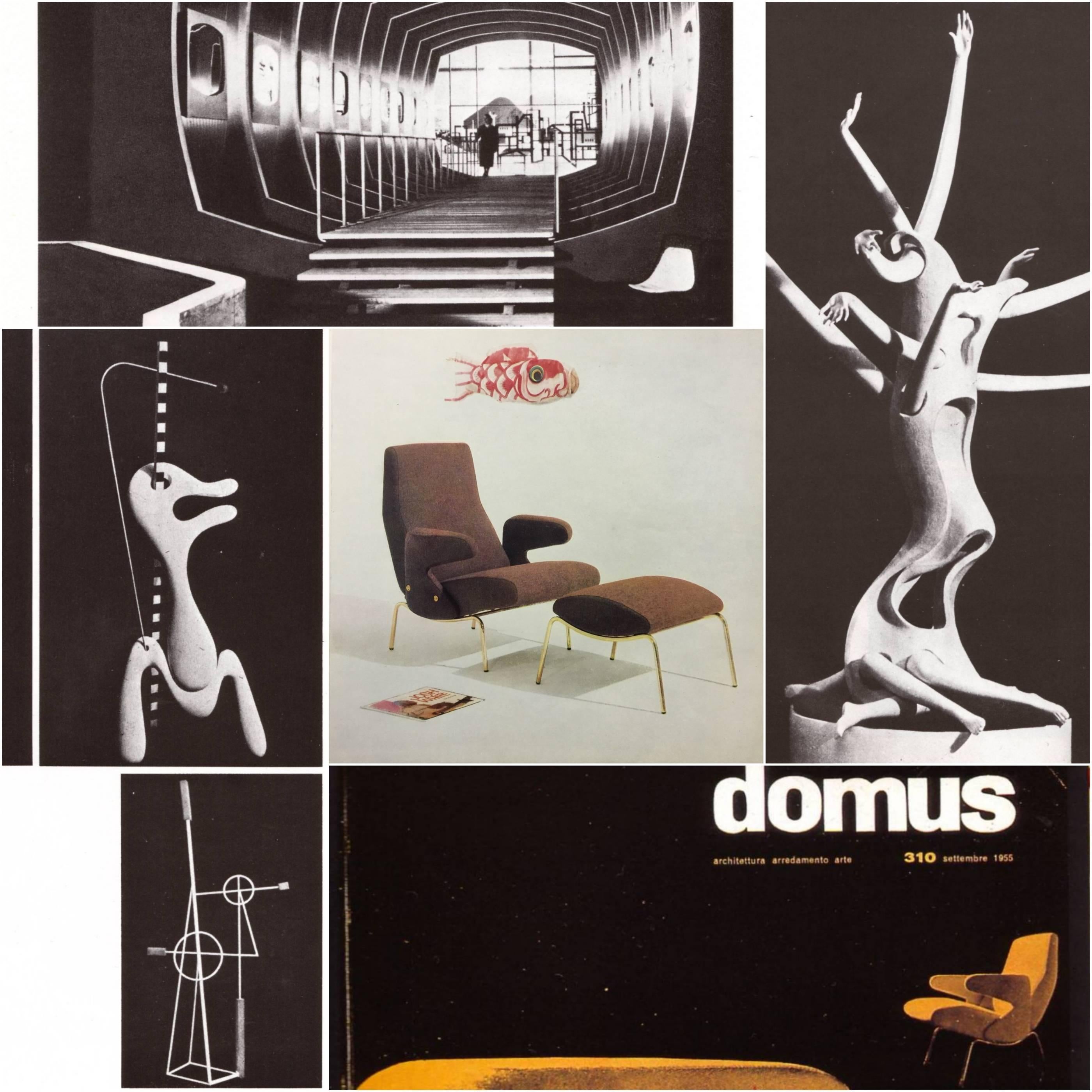 Mid-20th Century 'Delfino' Lounge Chair & Ottoman by Carboni for Arflex, 1954, Very Early Examples