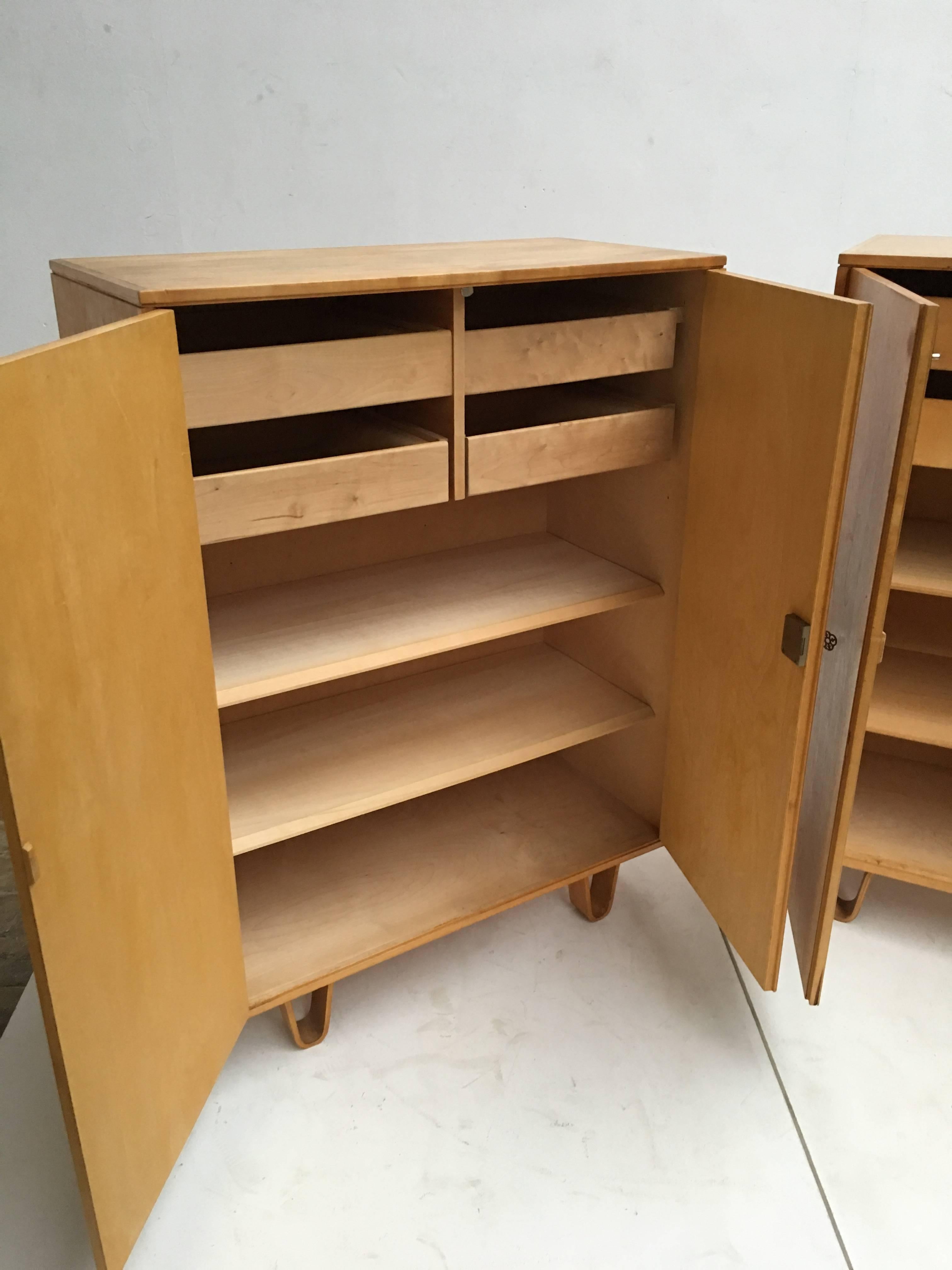 Unique Pair of CB06 Maiden Wardrobes by Cees Braakman for UMS Pastoe, 1955 In Good Condition In bergen op zoom, NL