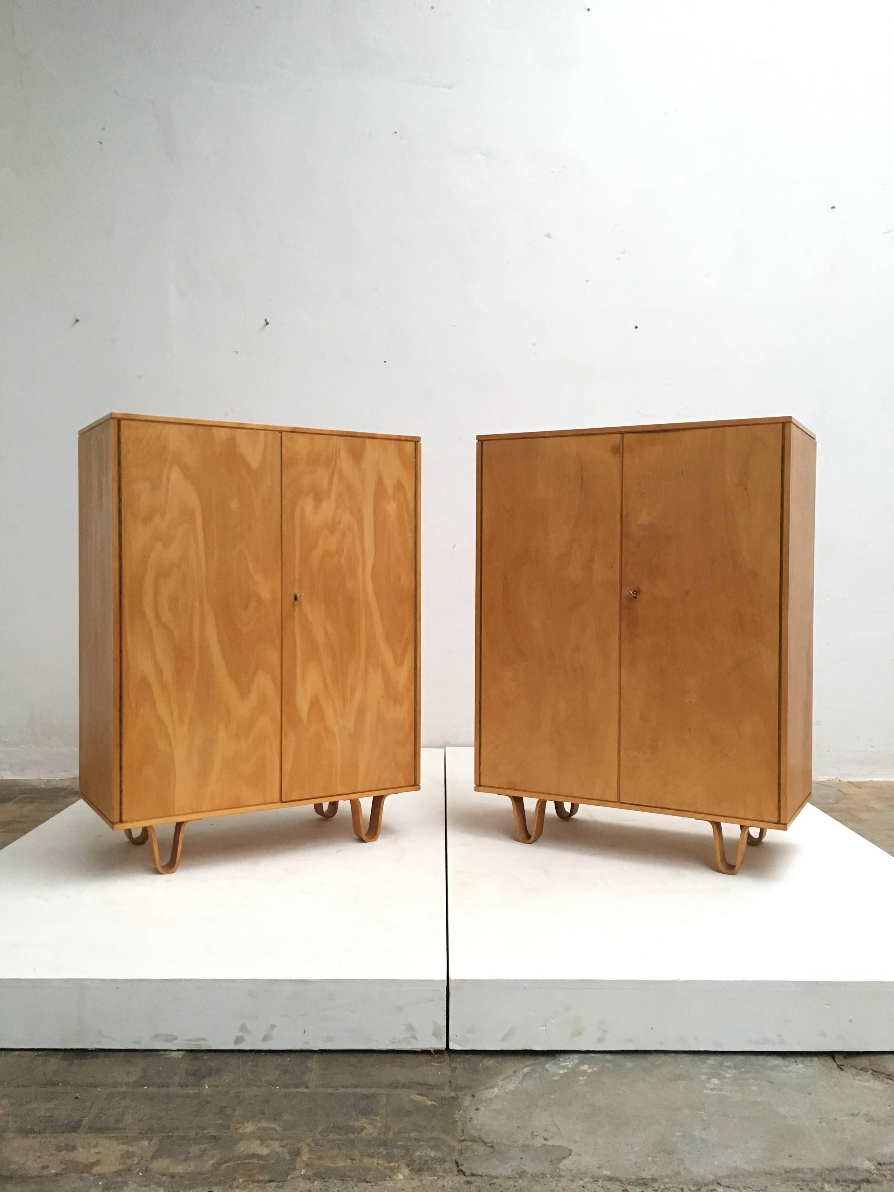 Dutch Unique Pair of CB06 Maiden Wardrobes by Cees Braakman for UMS Pastoe, 1955
