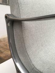 Four Italian Armchairs in Cast Aluminium & Sea Foam Green Ploeg Wool Upholstery