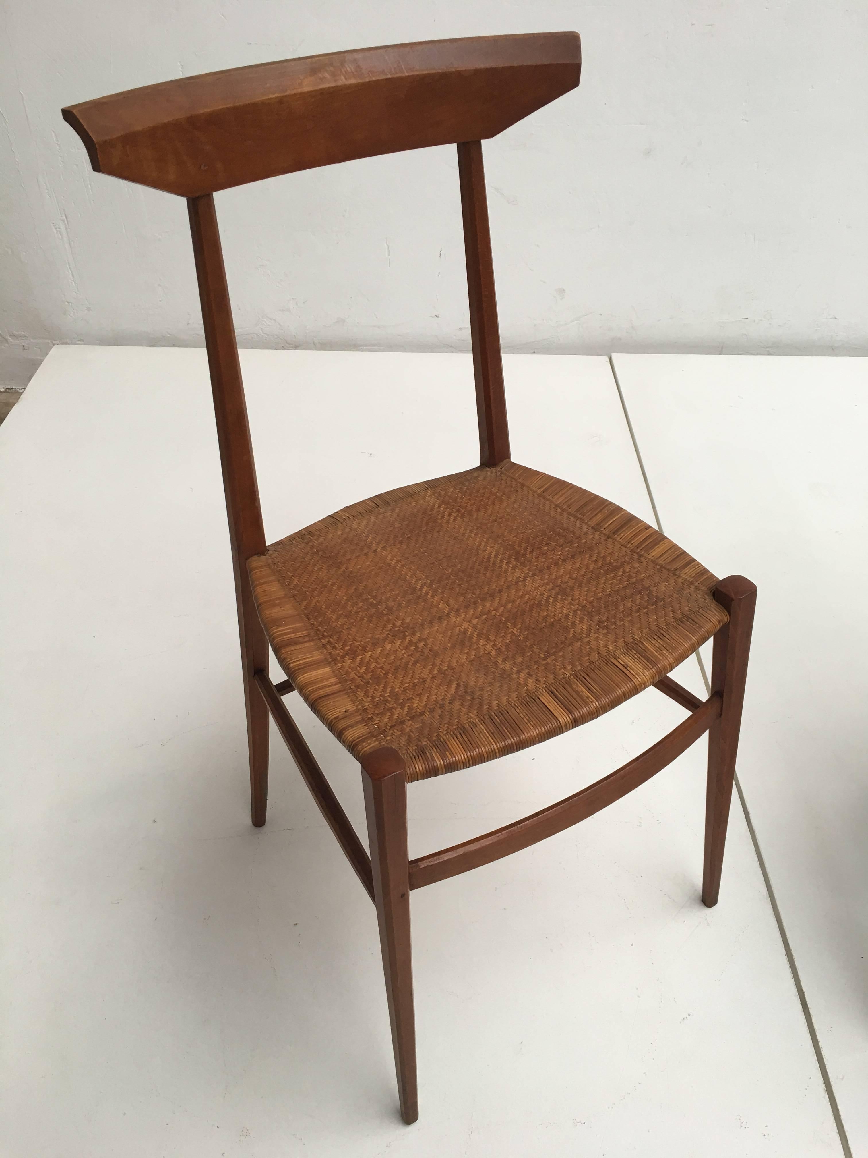 Mid-20th Century Pair of 1950s Gio Ponti Influenced Modernist Chiavari Side Chairs