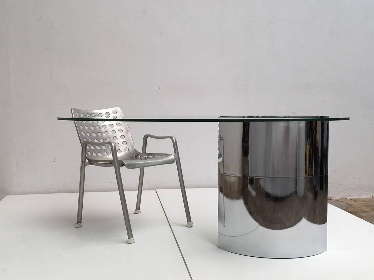 Tempered Beautiful Cini Boeri 'Lunario' Table or Desk, Original Gavina Edition, Italy