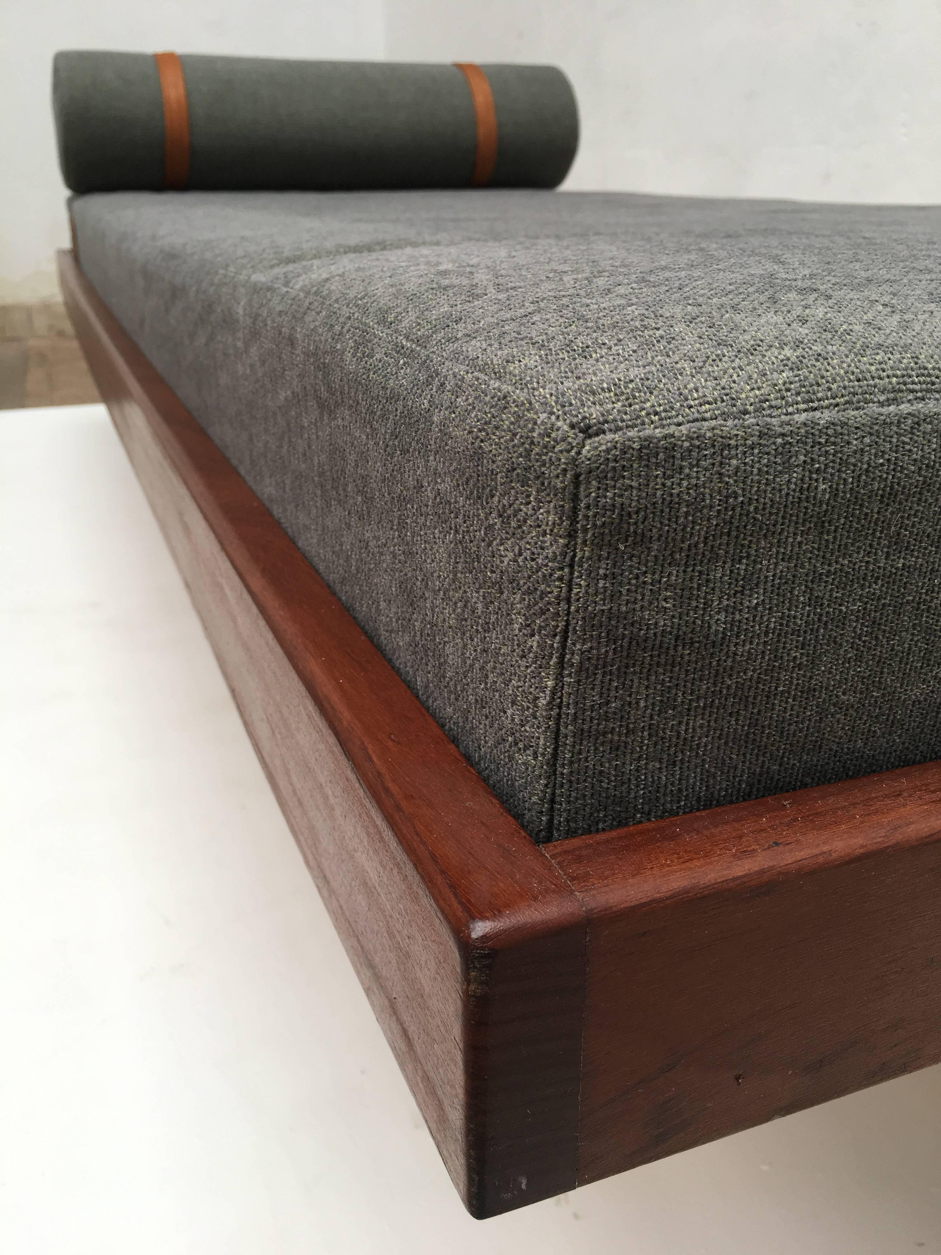 Scandinavian Modern 1960s Teak Scandinavian Daybed and Storage with New De Ploeg Wool Upholstery