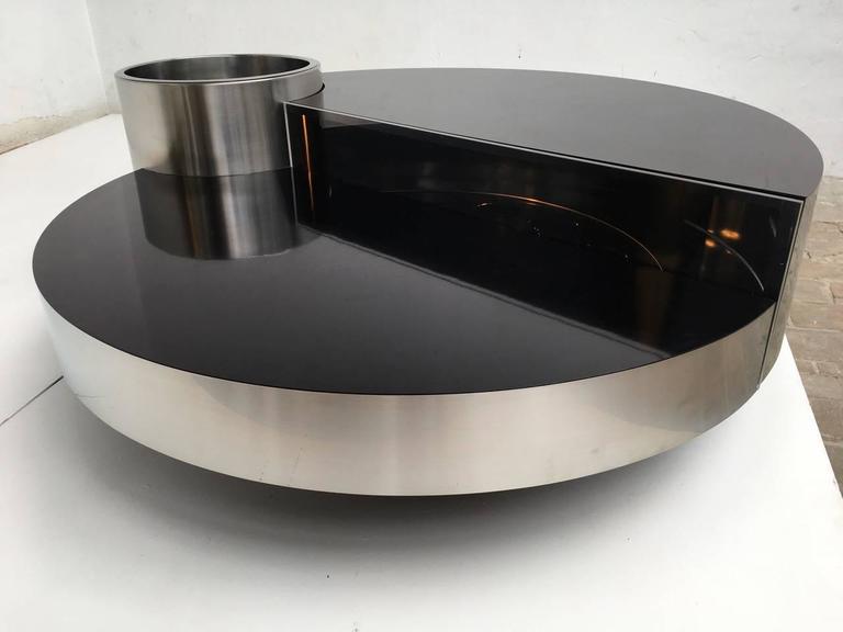 Rare Illuminated Sculptural Table Bar Massimo Papiri 1970 Minimalist Rare Illuminated Sculptural Table Bar Massimo Papiri 1970 Published Casa Vogue For