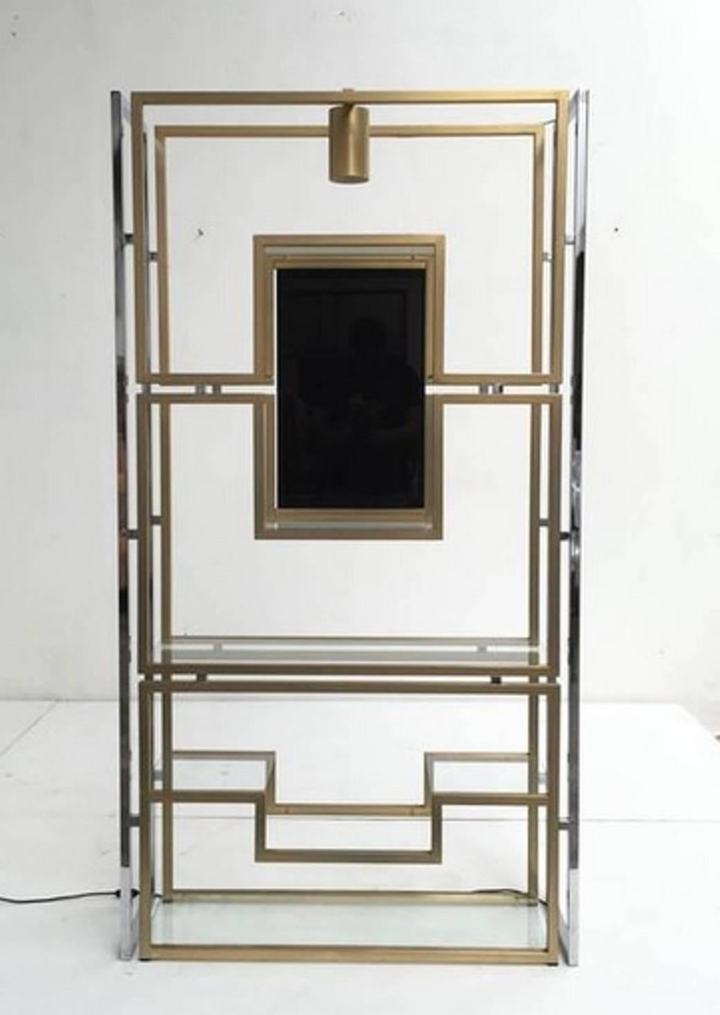 Elegant Pair of Illuminated Brass, Chrome, Glass Étagère by Kim Moltzer, 1968 In Good Condition In bergen op zoom, NL