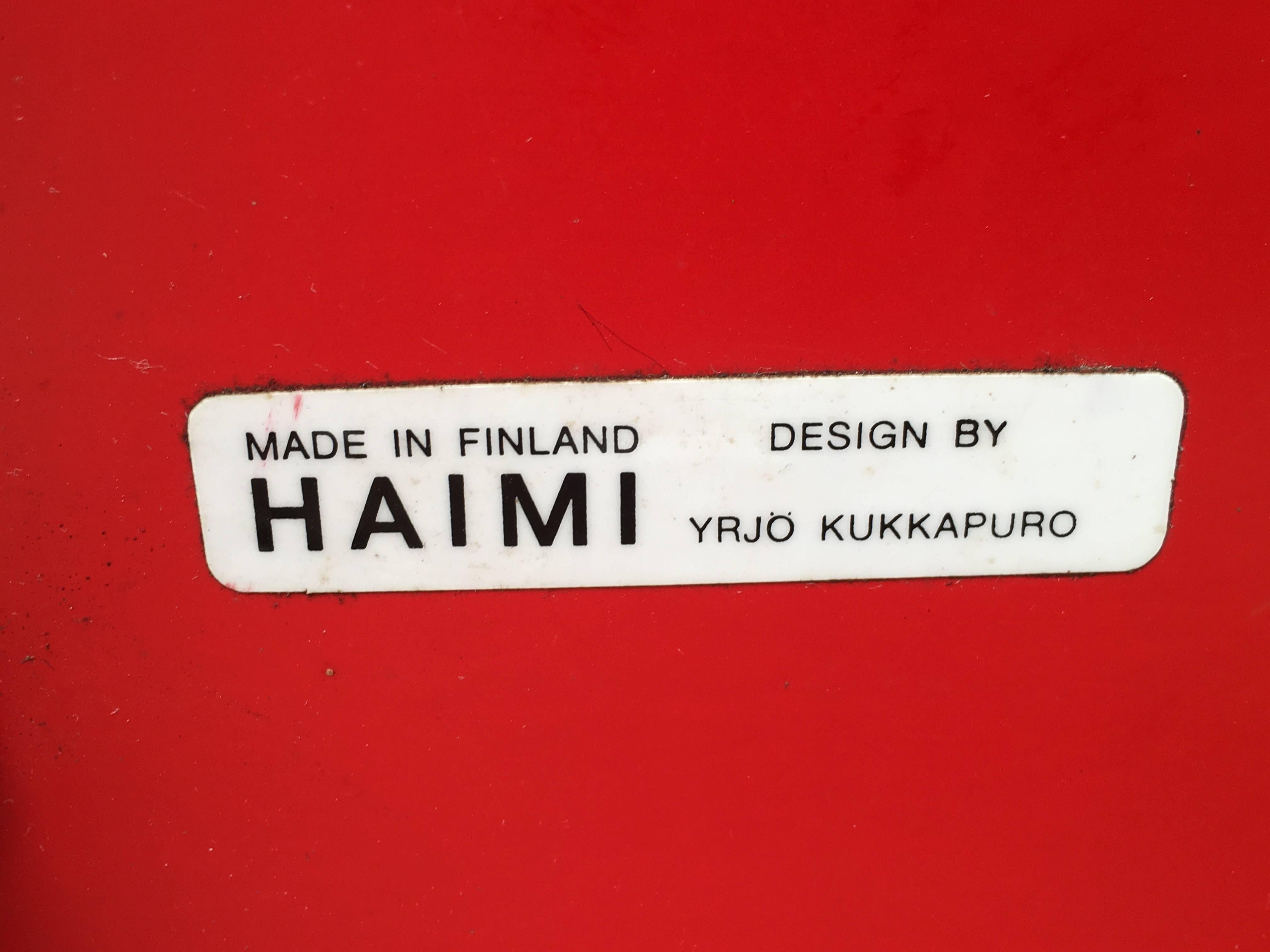 Scandinave moderne Canapé Ateljee d'Ateljee en cuir rouge éclectique d' Yrjo Kukkapuro pour Haimi Finlande, 1963 en vente