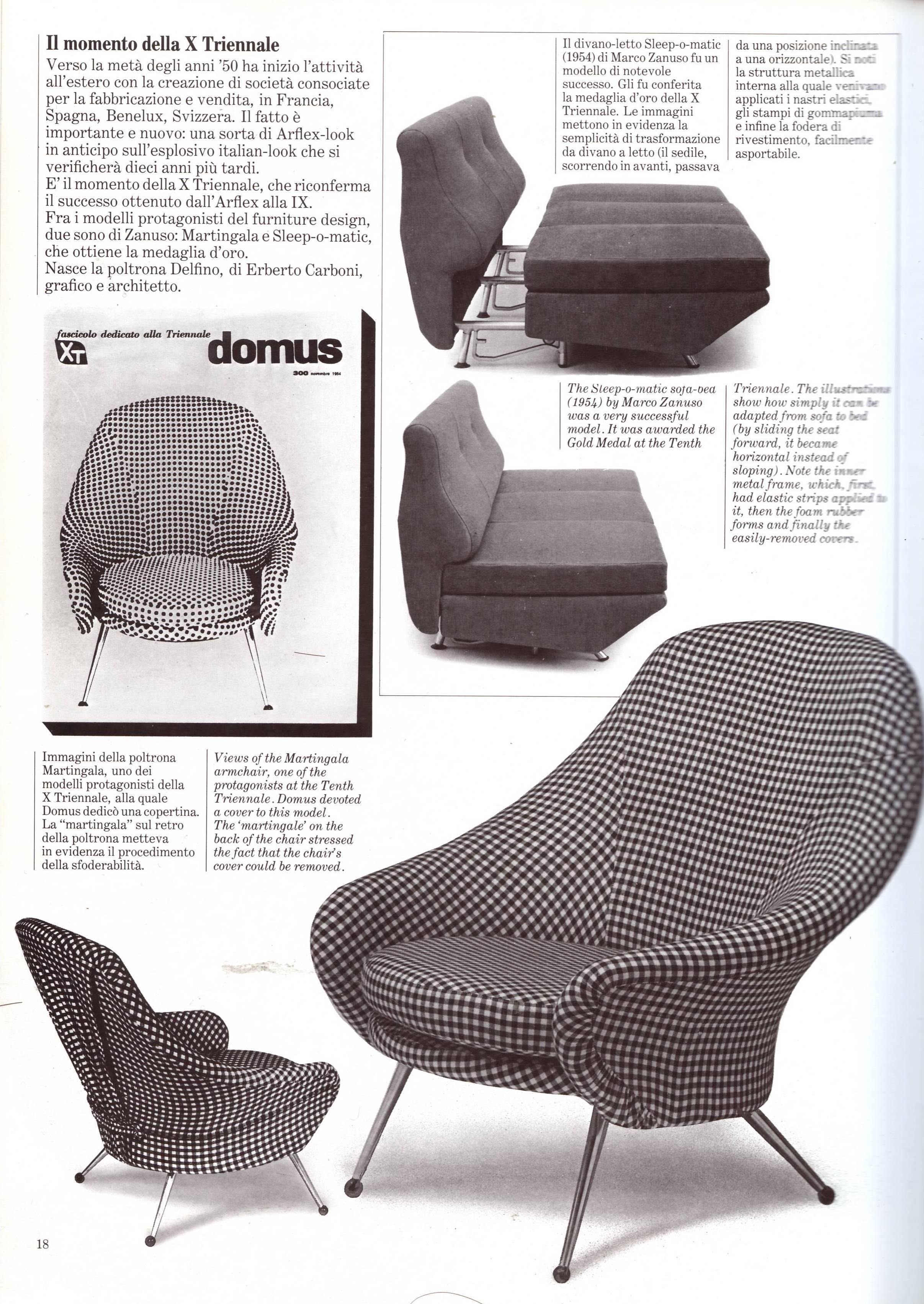 Zanuso 'Martingala' Lounge Chairs, Arflex, 1954 Upholstery Fully Restored, Signed 1