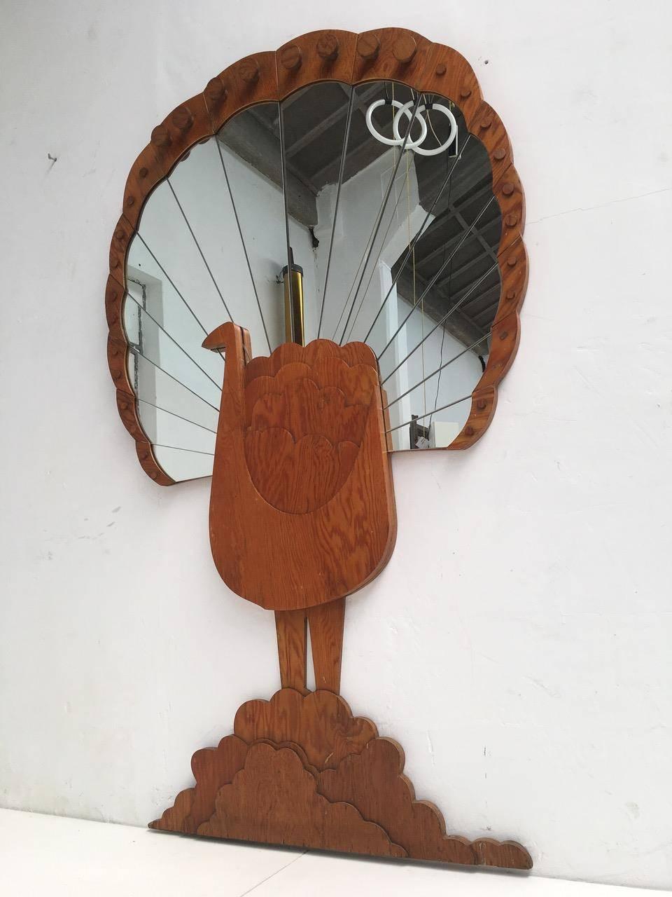 Mid-Century Modern 'Pavone' Mirror by Artist Sirio Alessandri, 73