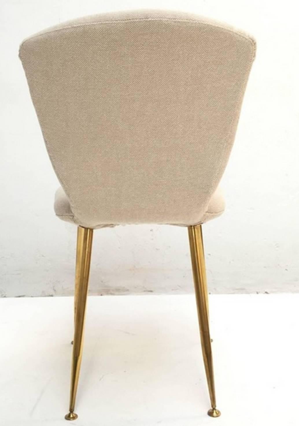 Mid-Century Modern Dining Chair by Louis Sognot for Arflex, 1959, Brass Legs, Upholstery Restored