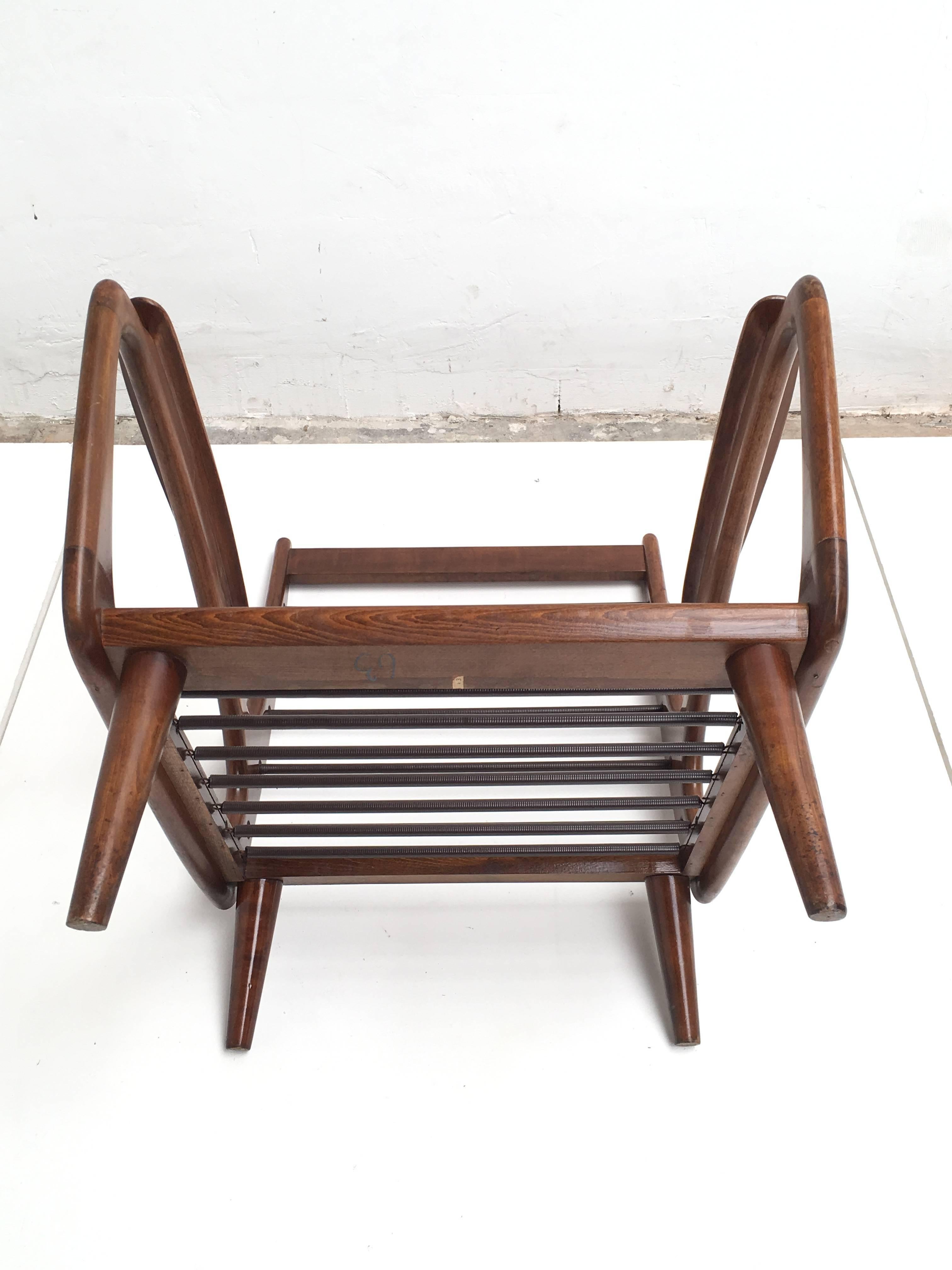Metal Stunning Dutch De Ster 1950s Organic Carved Walnut Stained Birch Lounge Chair