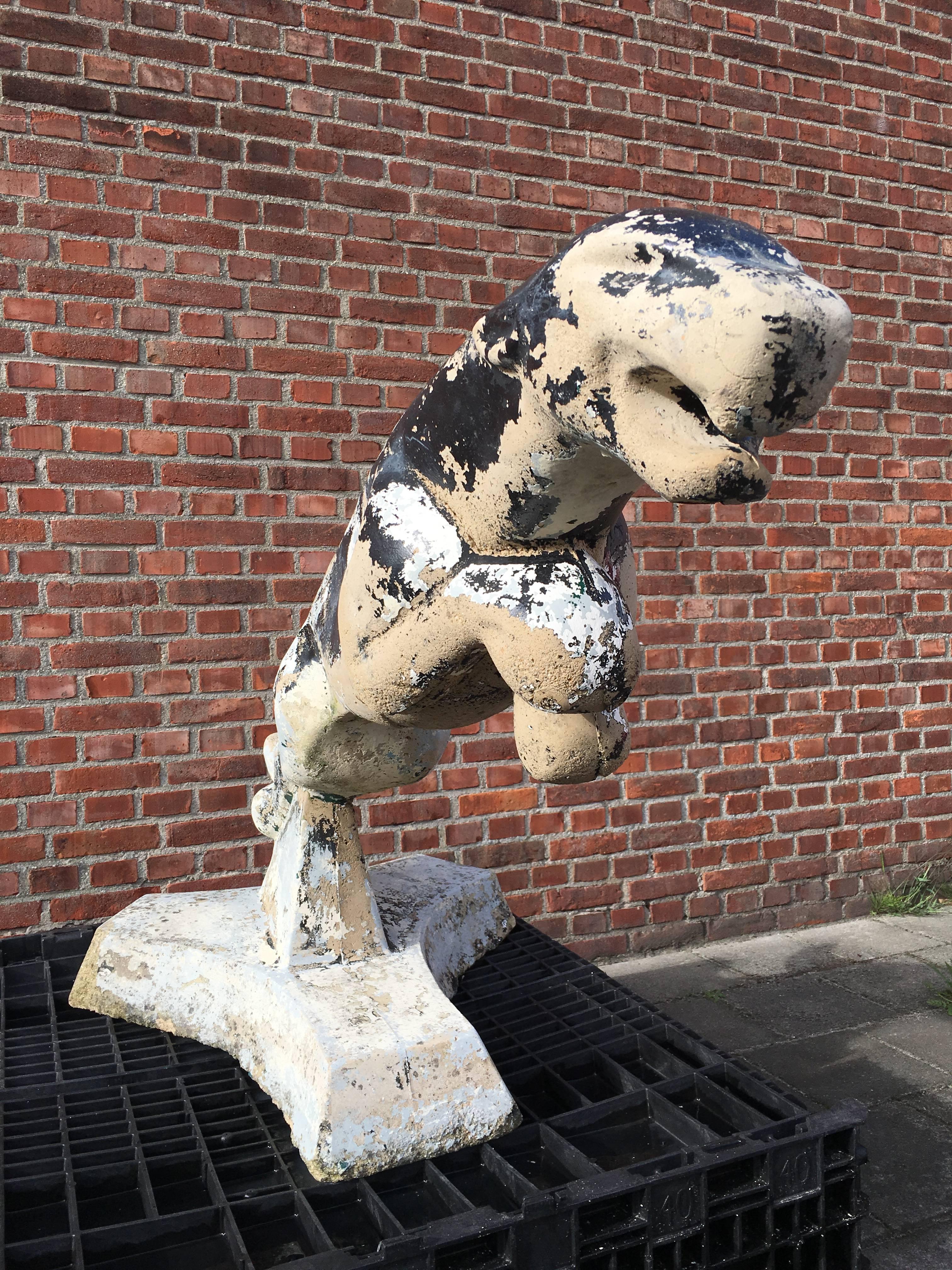 This impressive and unique concrete Jaguar mascot has been salvaged from a Jaguar dealer in Belgium where it was used outdoors for advertising
The Jaguar mascot has a beautiful patinated look as it was painted several times in different colours,