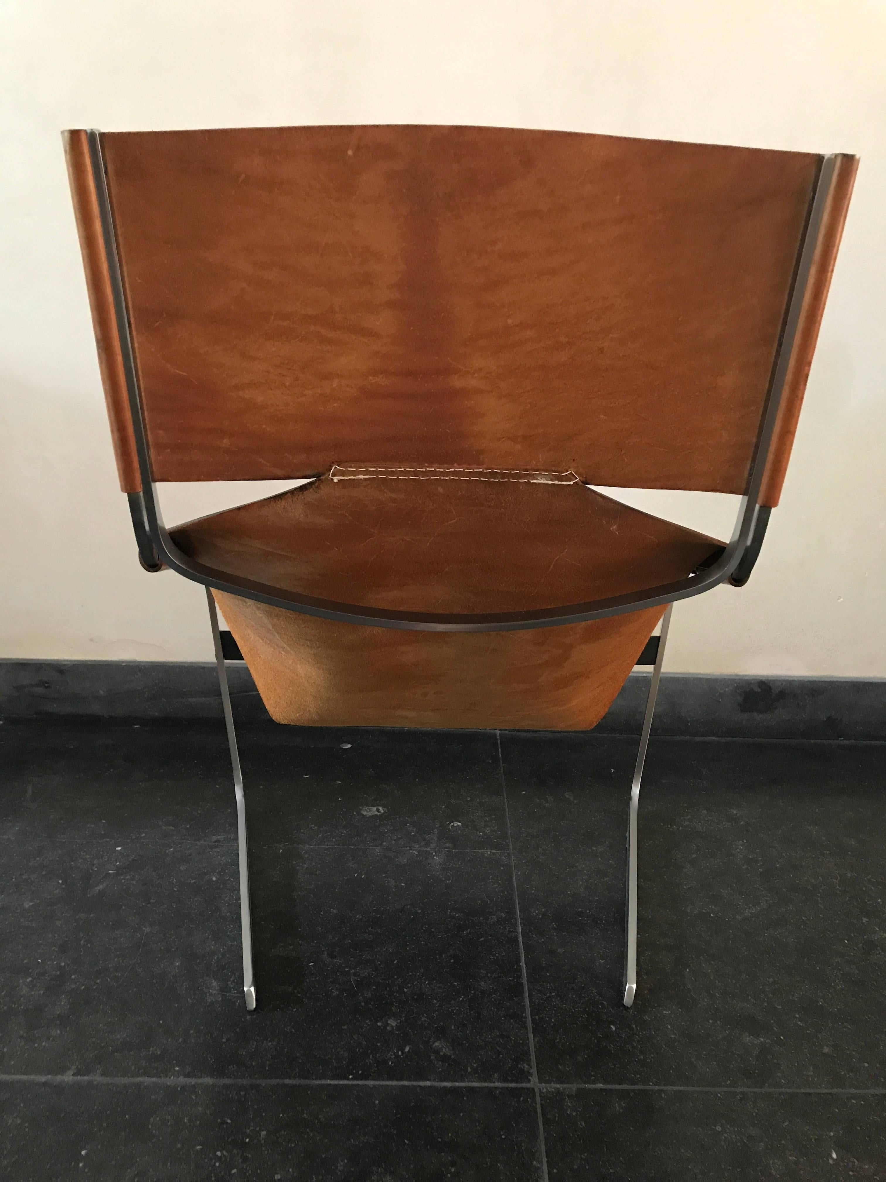 Stunning Original Saddle Leather Pierre Paulin F444 Lounge Chair for Artifort In Good Condition In bergen op zoom, NL