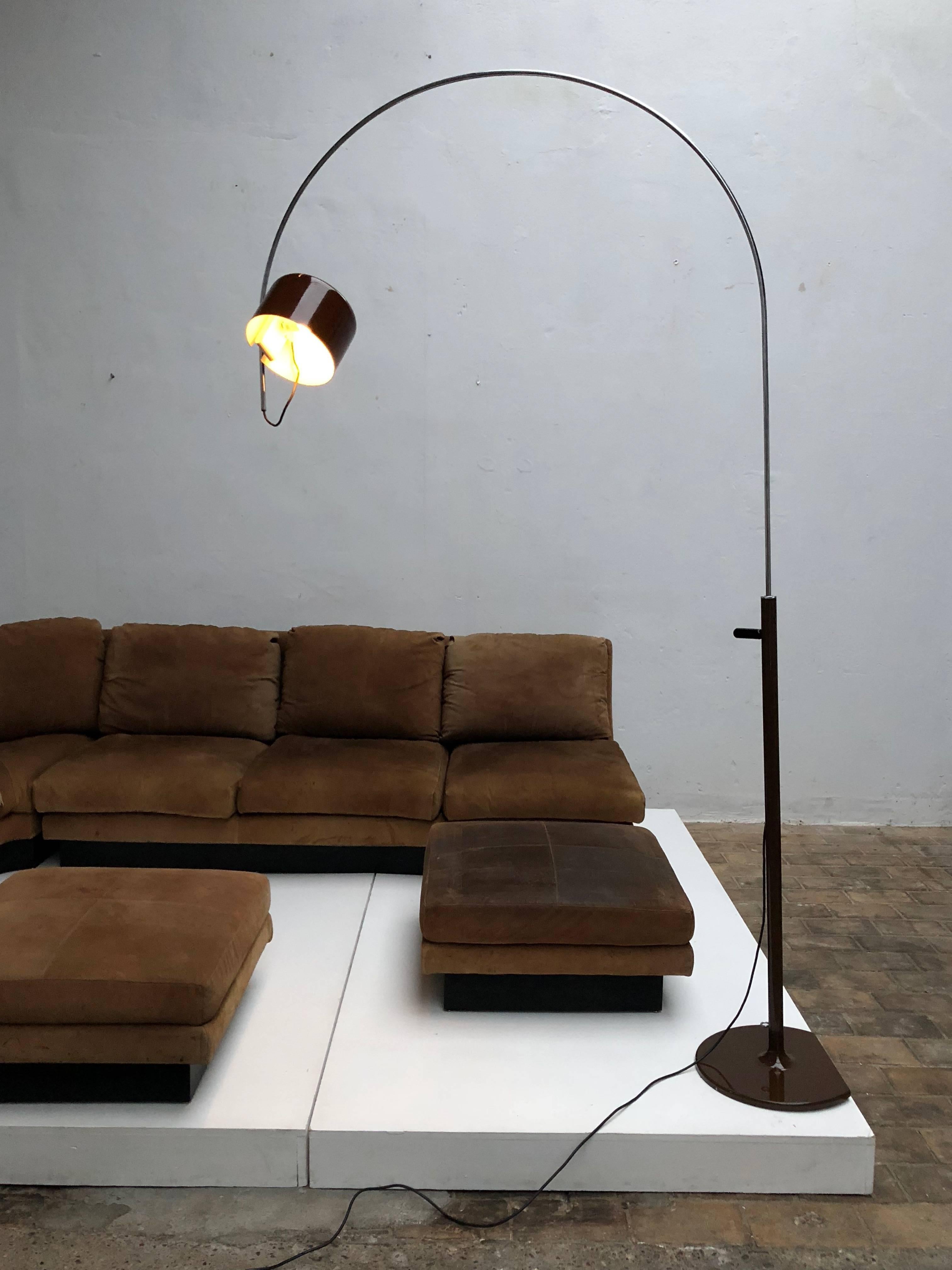 Late 20th Century Joe Colombo Extra Large Arched Coupe Floor Lamp by O-Luce, 1970 Production