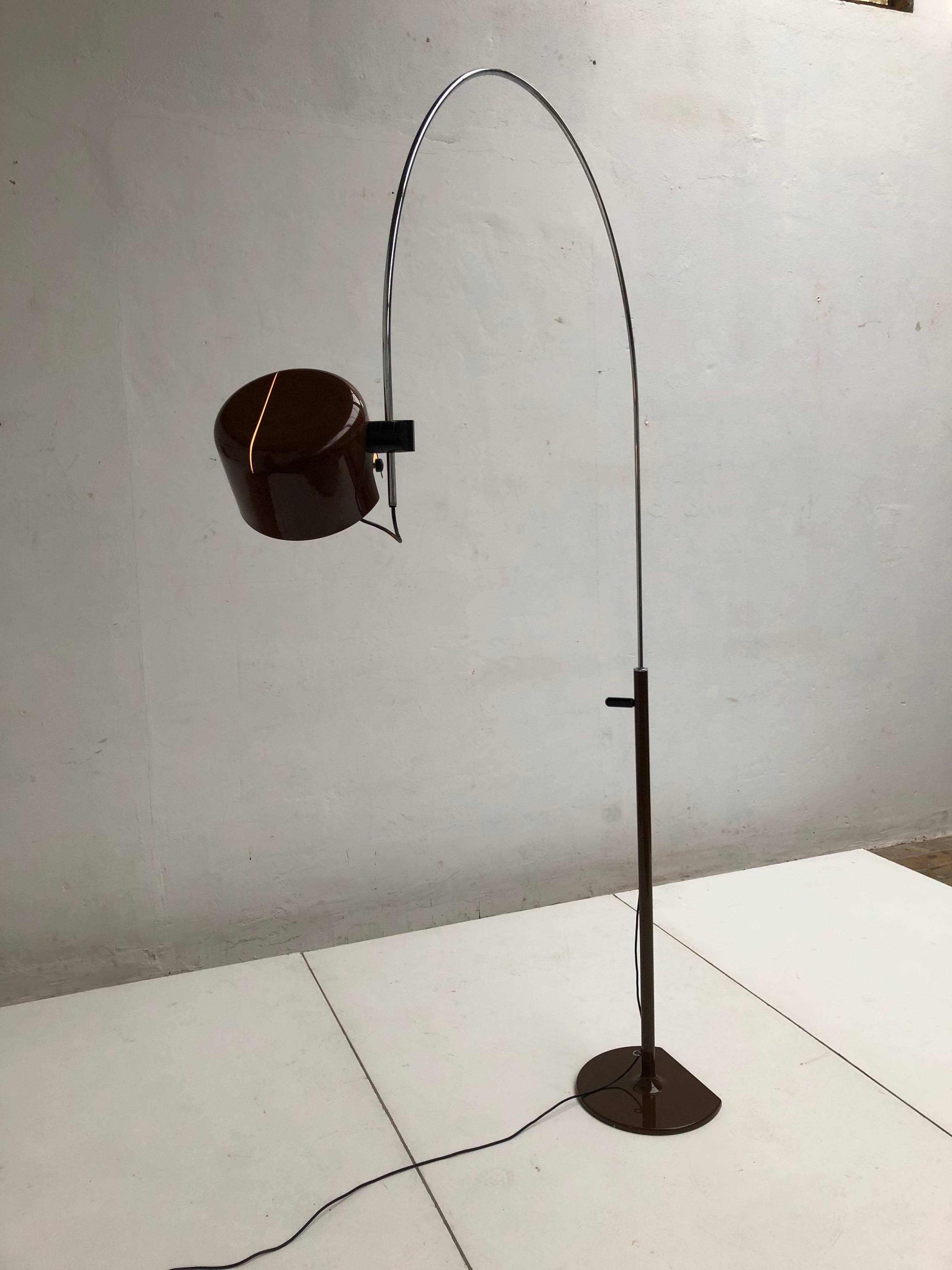 Aluminum Joe Colombo Extra Large Arched Coupe Floor Lamp by O-Luce, 1970 Production