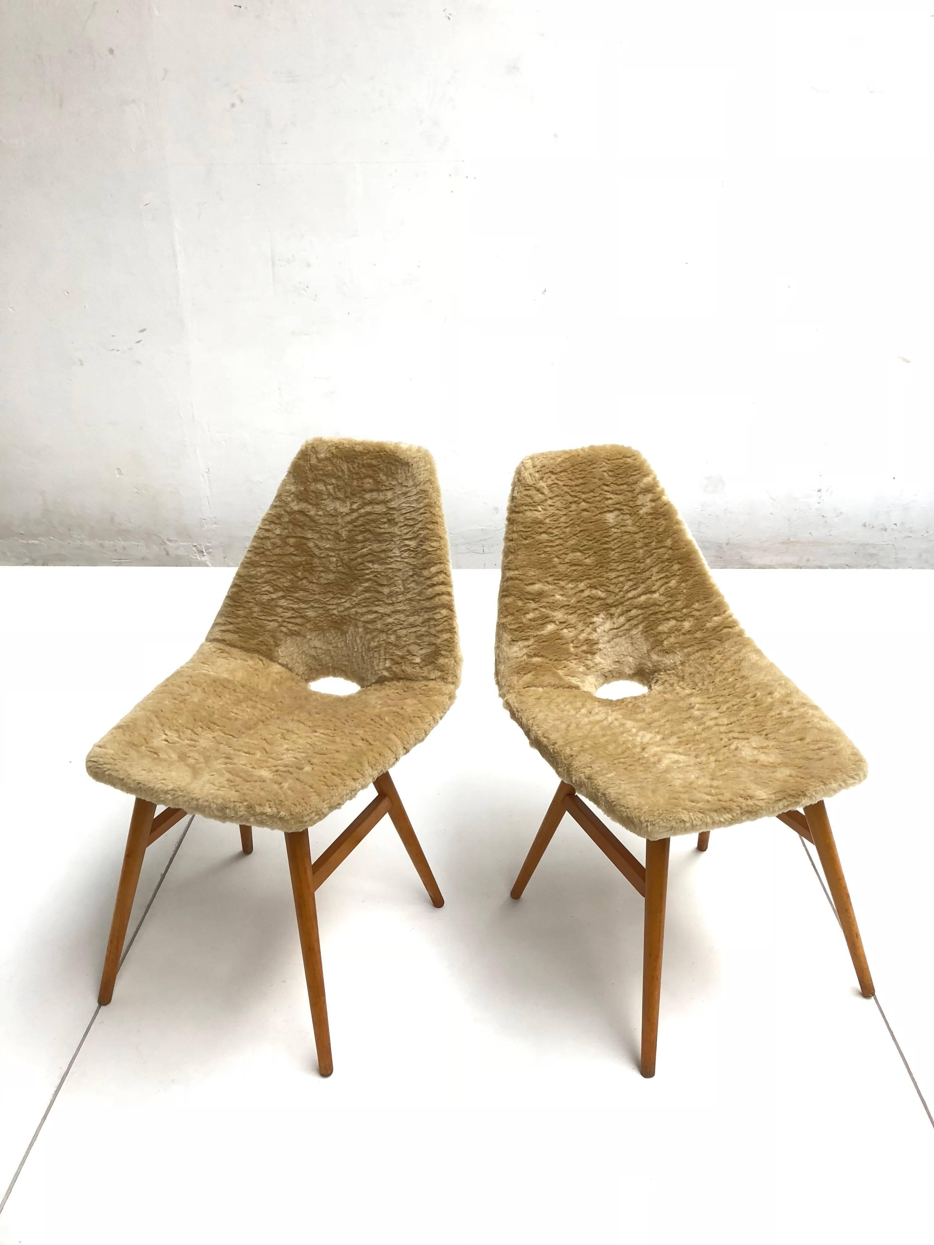 Hungarian Pair of Side Chairs by Judit Burian & Erika Szek Hungary, circa 1959 For Sale