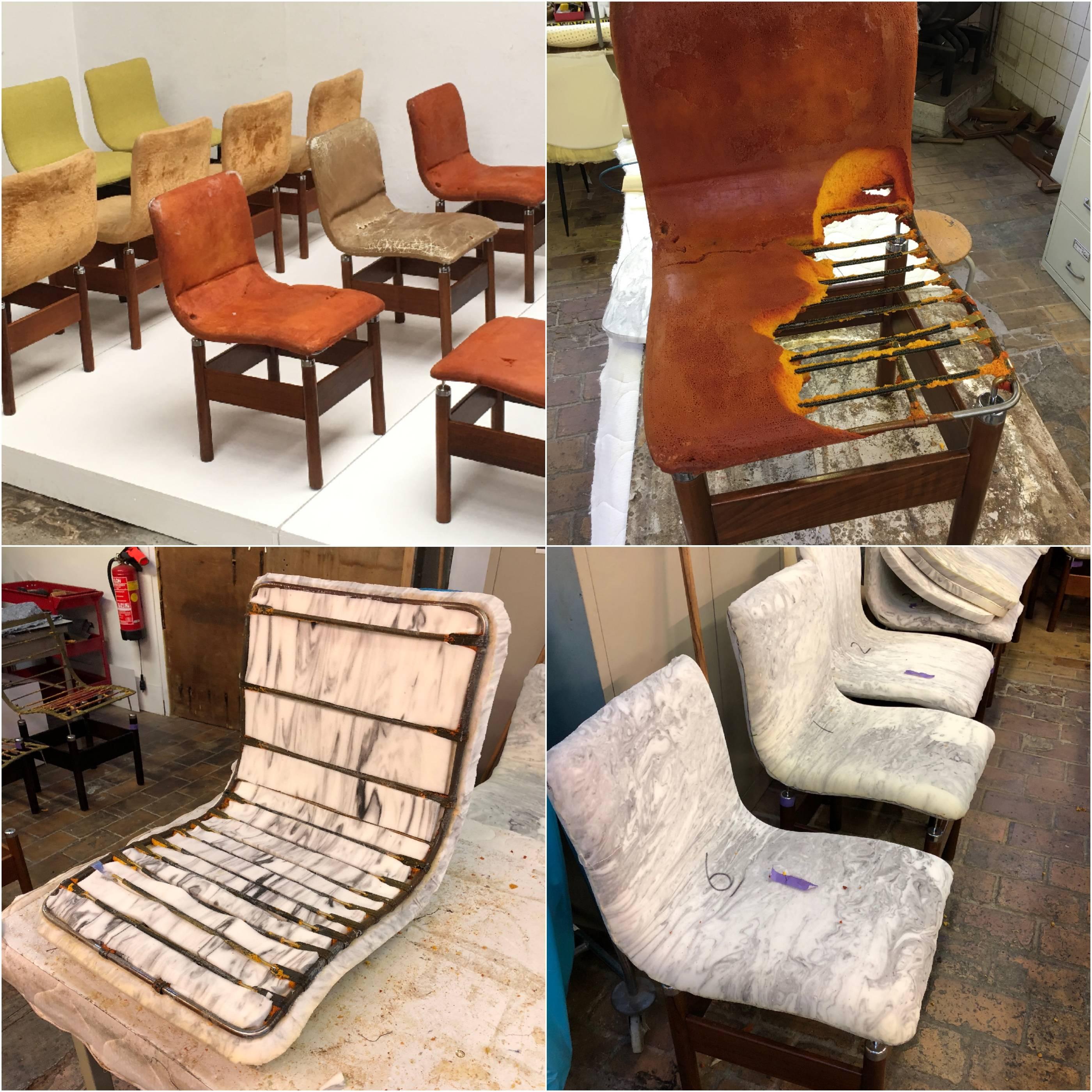 12 chaises de salle à manger 'Chelsea' d'Introini, Saporiti 1966, tapisserie entièrement restaurée en vente 3
