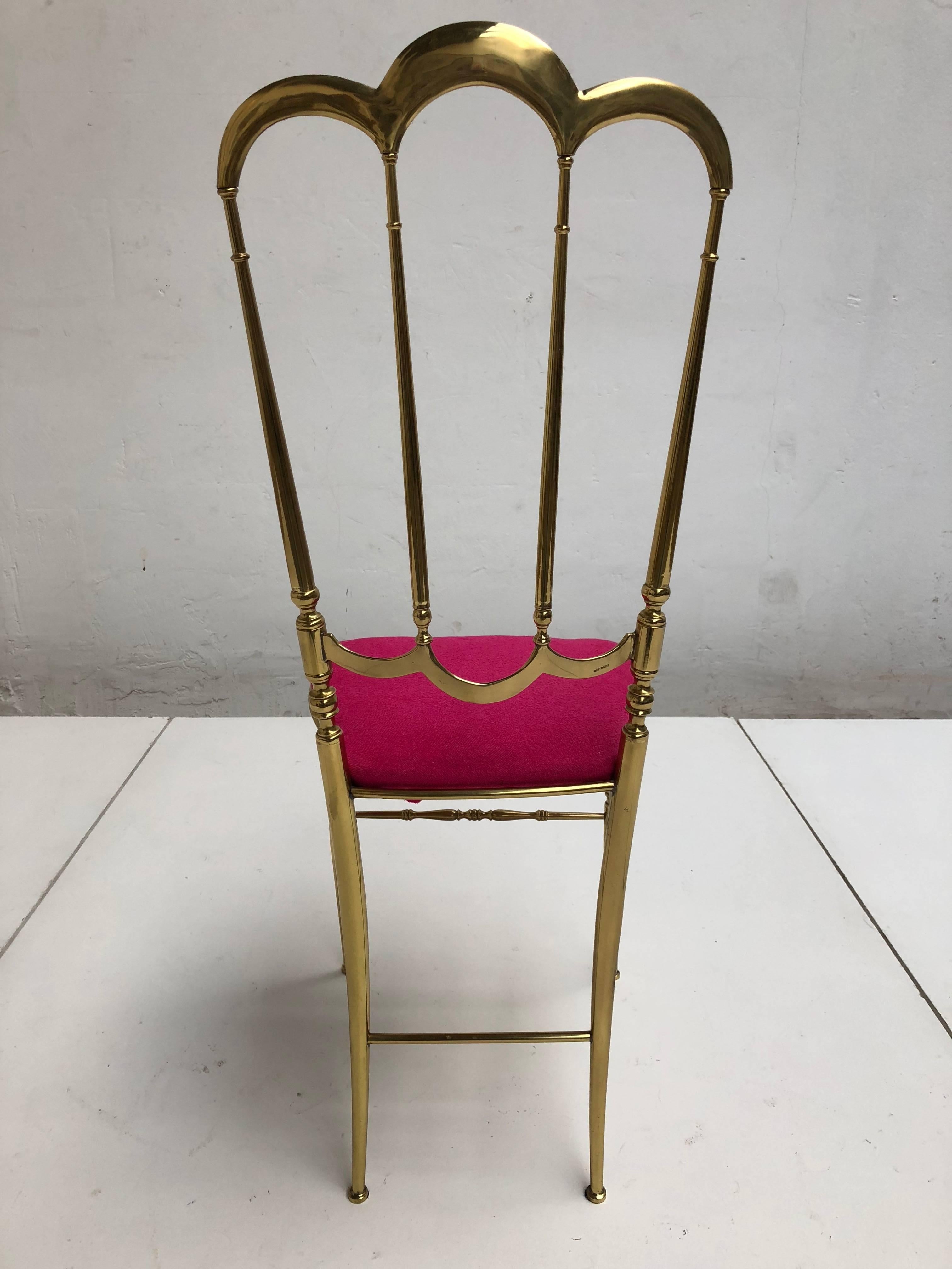 Solid Brass Chiavari Vanity / Side High Back Chair, Italy, 1960s 1