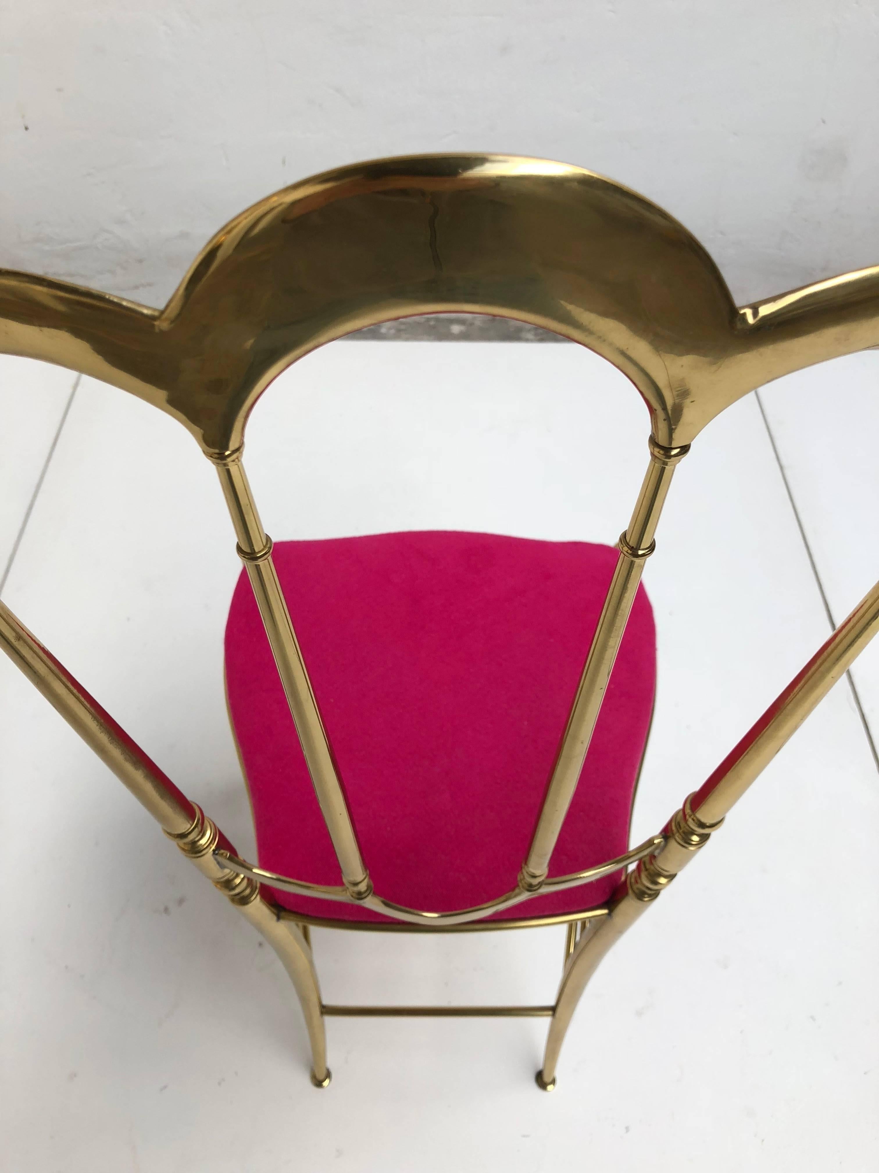 Solid Brass Chiavari Vanity / Side High Back Chair, Italy, 1960s In Good Condition In bergen op zoom, NL