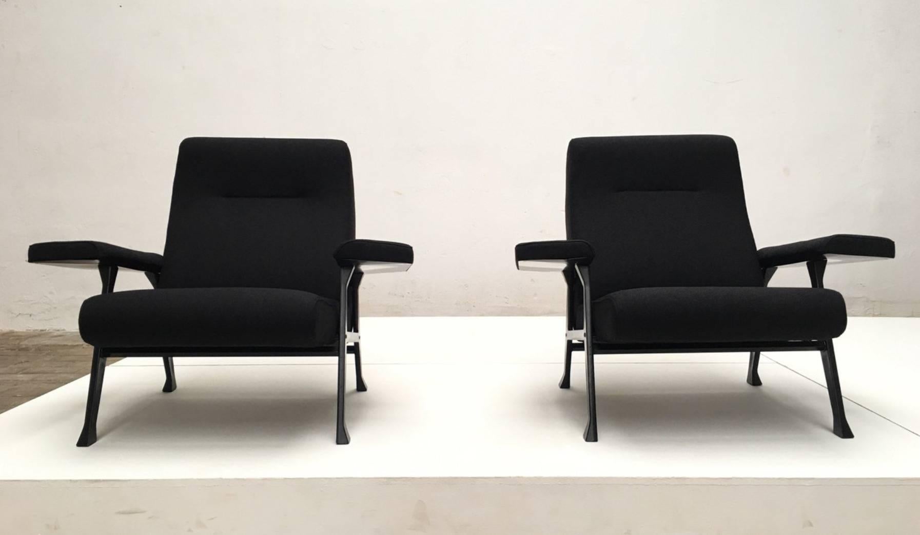 Mid-Century Modern Rare Roberto Menghi 'Hall' Lounge Chairs, Arflex , 1958, 'Compasso D'oro', 1959