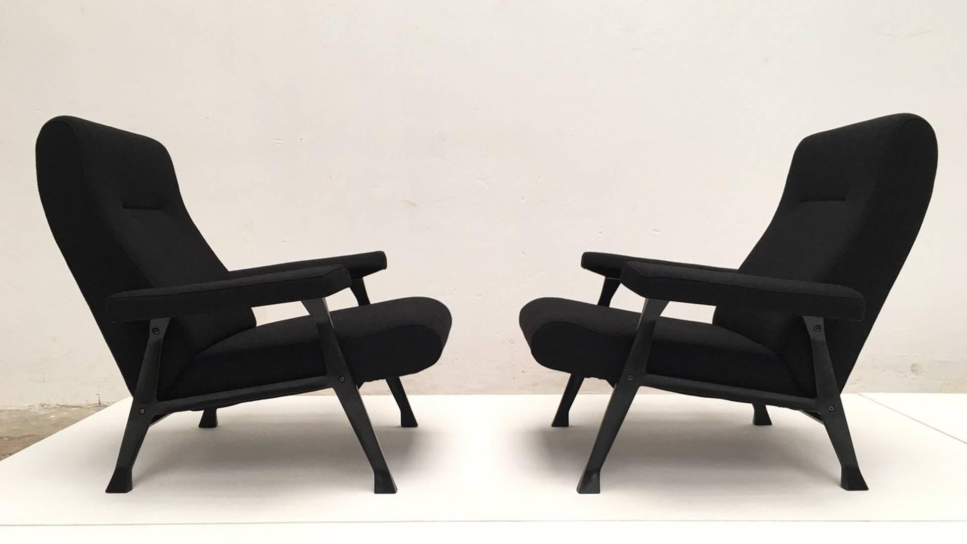 Italian Rare Roberto Menghi 'Hall' Lounge Chairs, Arflex , 1958, 'Compasso D'oro', 1959