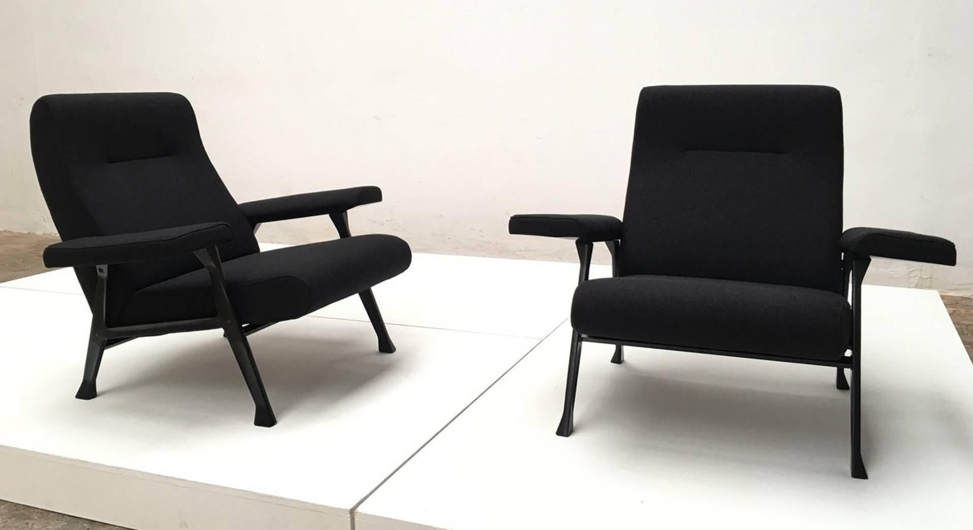 Cast Rare Roberto Menghi 'Hall' Lounge Chairs, Arflex , 1958, 'Compasso D'oro', 1959