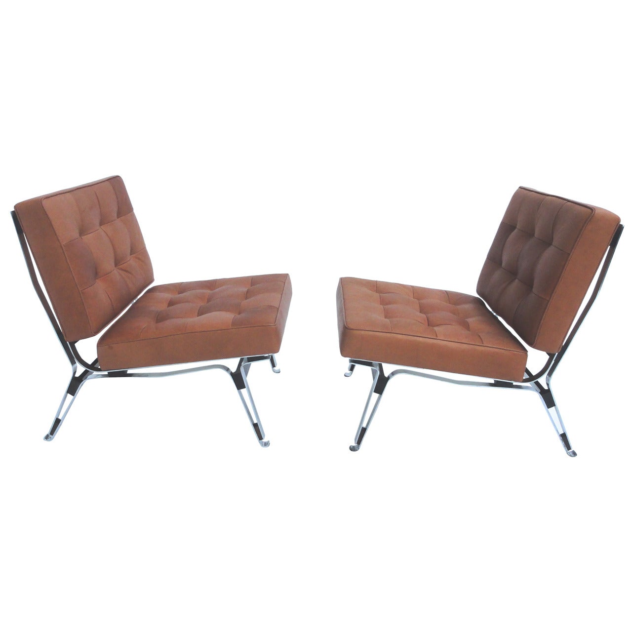 Beautiful Ico Parisi '856' Leather Lounge Chairs, Cassina, 1957 For Sale