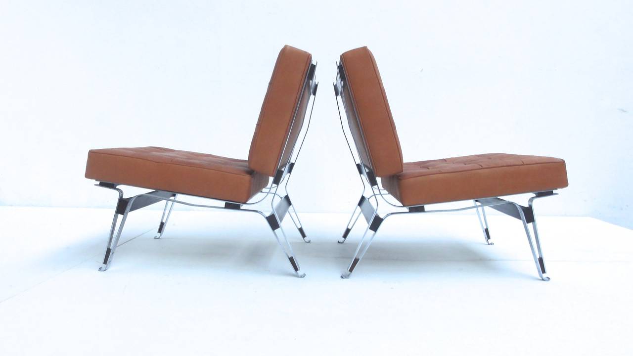 Mid-Century Modern Beautiful Ico Parisi '856' Leather Lounge Chairs, Cassina, 1957 For Sale