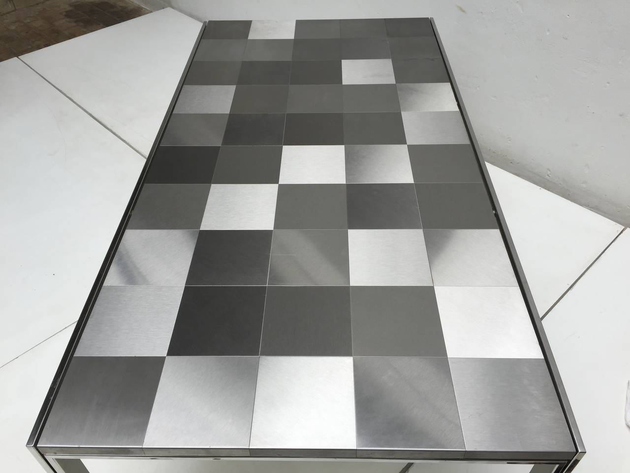 Late 20th Century Stainless Steel 'Luar' Op Art Dining Table by Ross Littell for ICF For Sale