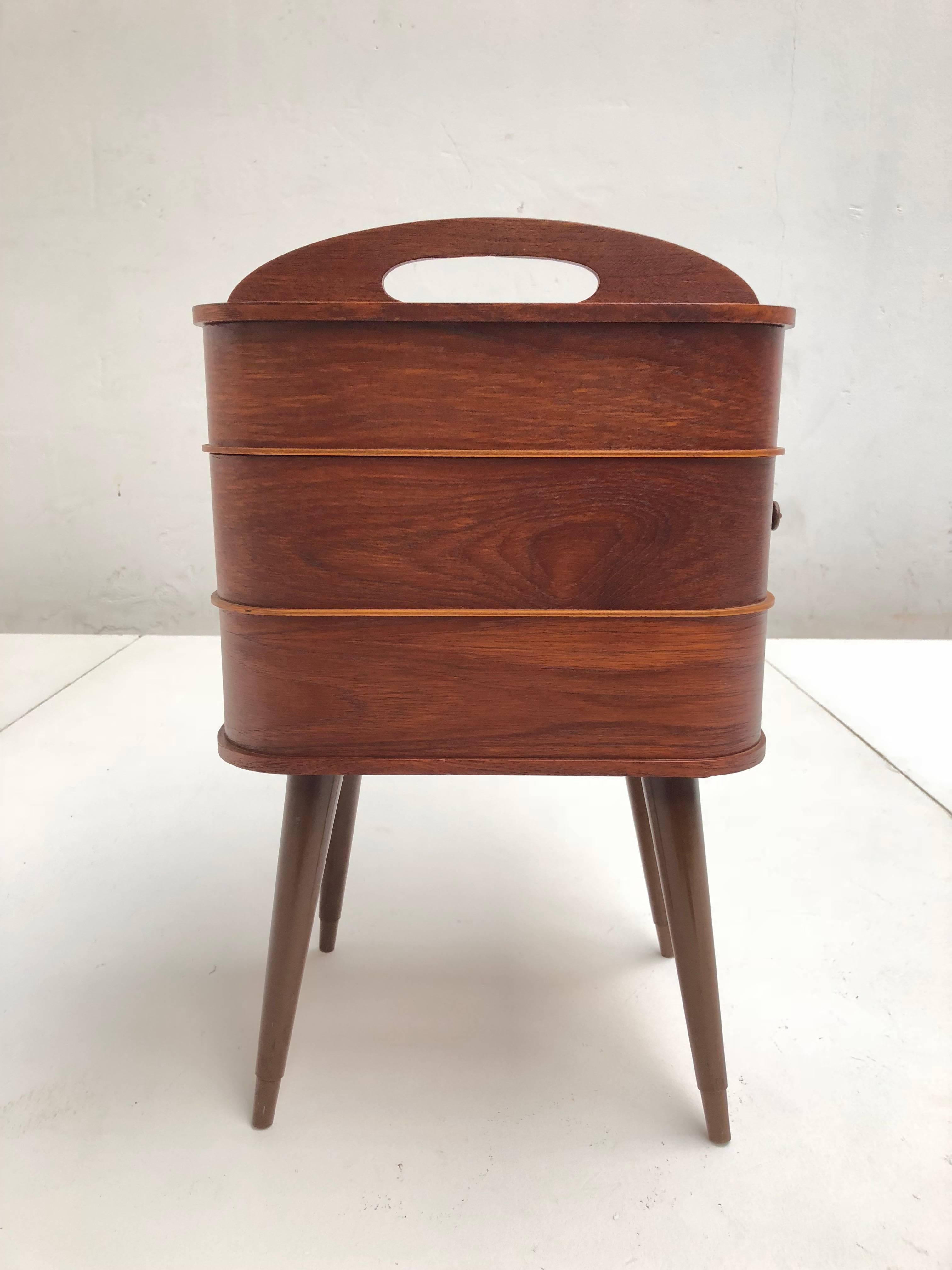 Adorable Danish Teak Plywood Sewing Box Distributed by Pastoe in the 1950s 2
