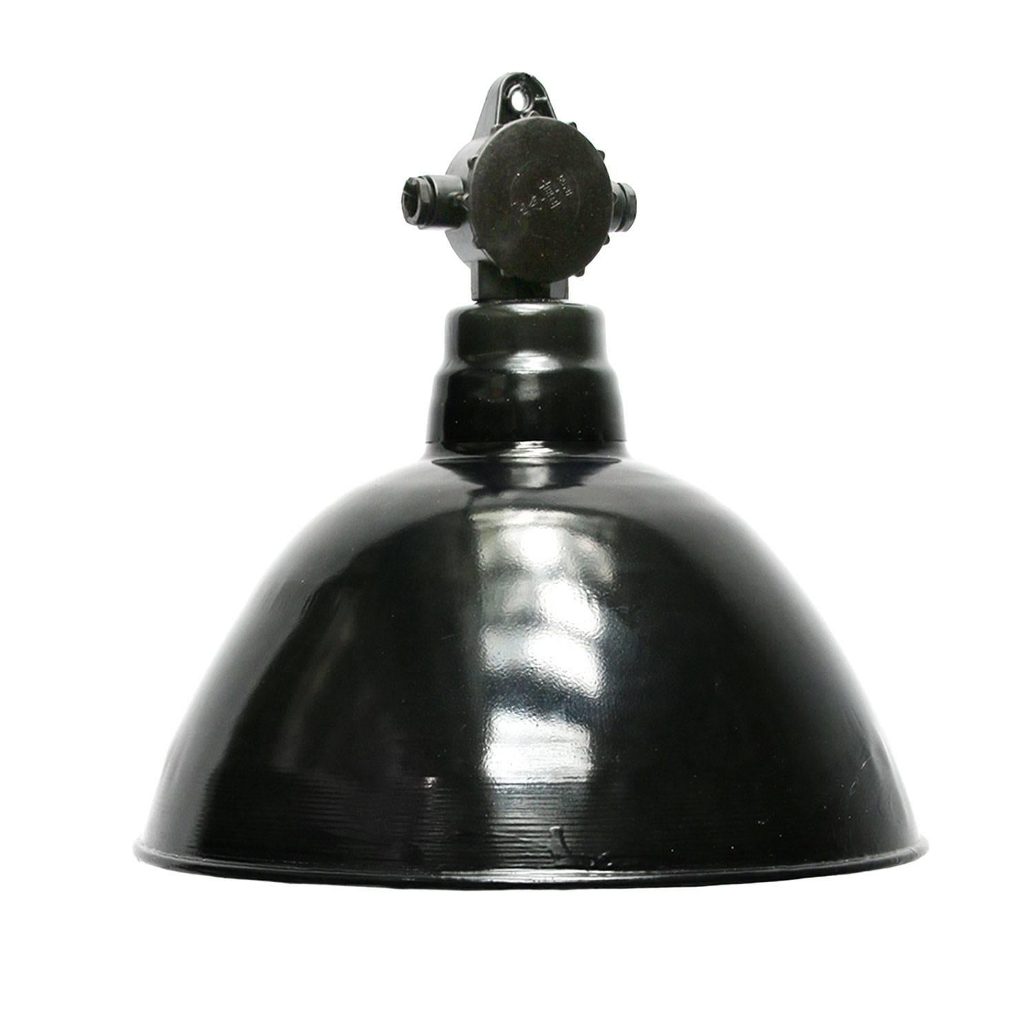 Black Enamel German Bakelite Top Vintage Industrial Pendant Lights (21x)
