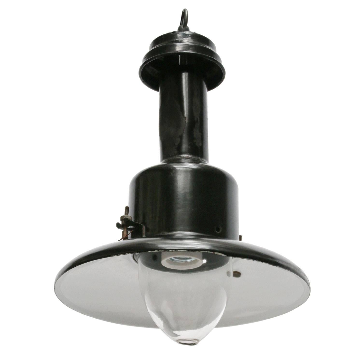 El Greco black 03. Greek fisherman’s light. Black enamel pendant light with clear glass. White interior.

Weight: 1.4 kg / 3.1 lb

All lamps have been made suitable by international standards for incandescent light bulbs, energy-efficient and