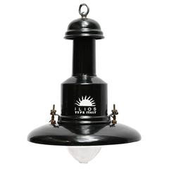 Black Greek Enamel Industrial Fishermans Lamp Pendant Clear Glass