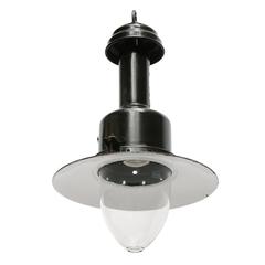 Black Greek Enamel Industrial Fishermans Lamp Pendant Clear Glass