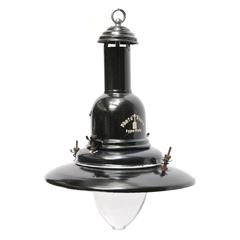 Black Greek Enamel Industrial Fishermans Lamp Pendant Clear Glass 