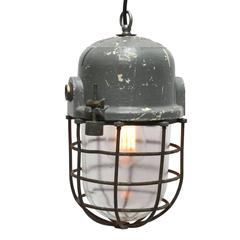 Gray Vintage European Industrial Cage Lamp, Podoli L III