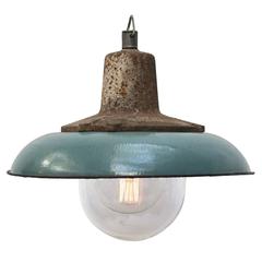 Cast Iron Petrol Enamel Industrial Pendants (2x)