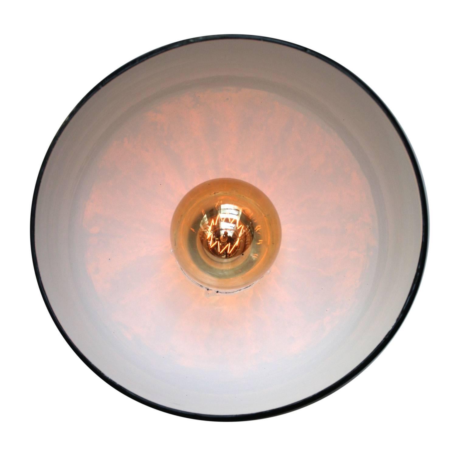 Hungarian Round Black Enamel Factory Hanging Light Pendant (5x)
