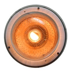 Vintage European Industrial Hanging Lamp Halophane Glass