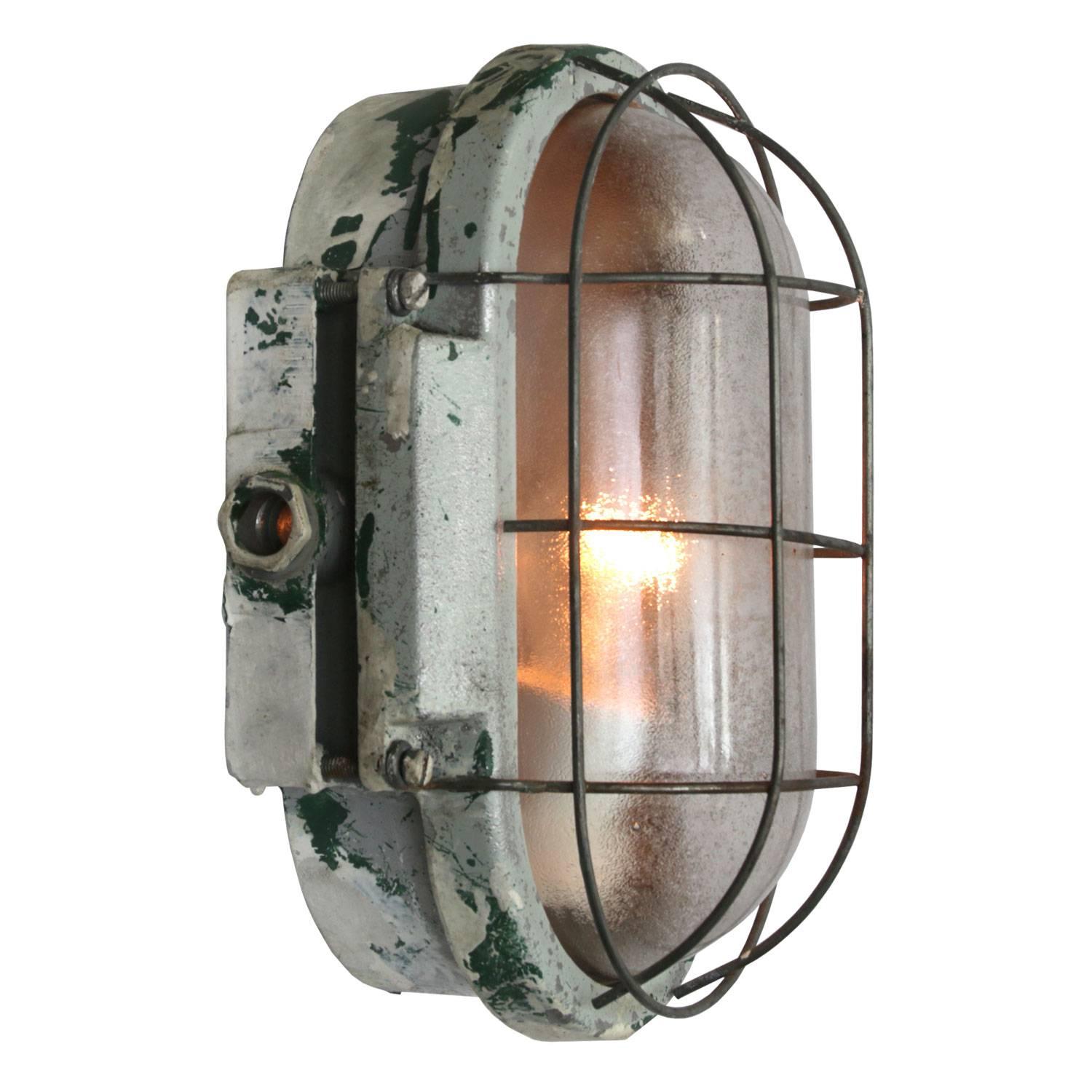 Vintage Industrial Wall or Ceiling Lamp Frosted Glass 