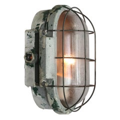 Vintage Industrial Wall or Ceiling Lamp Frosted Glass
