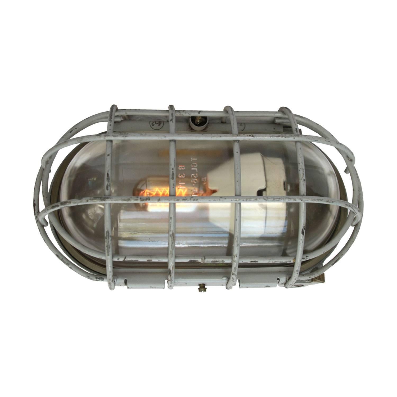 Gray Metal Vintage Industrial Wall Ceiling Lamp Scone (2x) In Good Condition In Amsterdam, NL