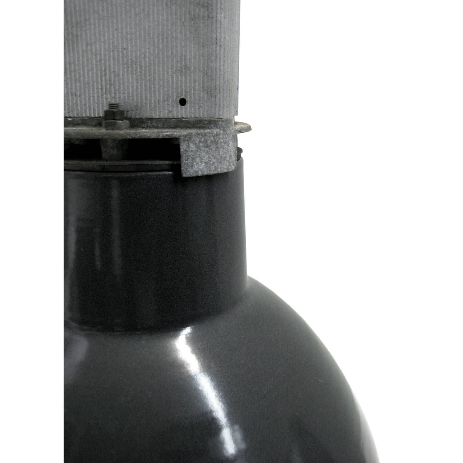 French Black Enamel Vintage Industrial Factory Lamps Pendant Aluminium Top 