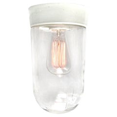 French Porcelain Vintage Industrial Clear Glass Wall Lamp Sconces