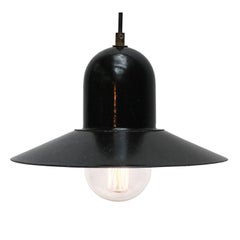 Black Enamel Vintage Industrial pendant Lamp 1950s 