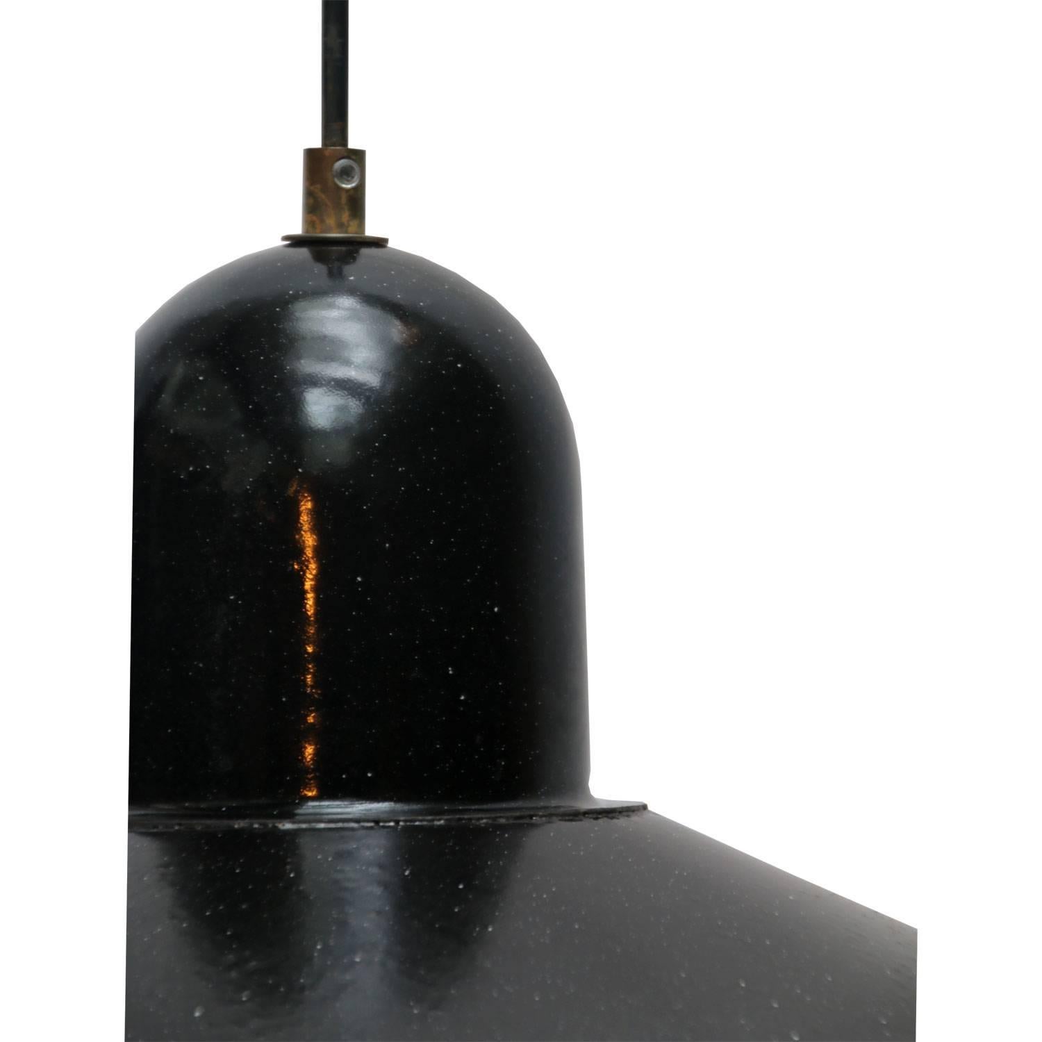 Polish Black Enamel Vintage Industrial pendant Lamp 1950s 